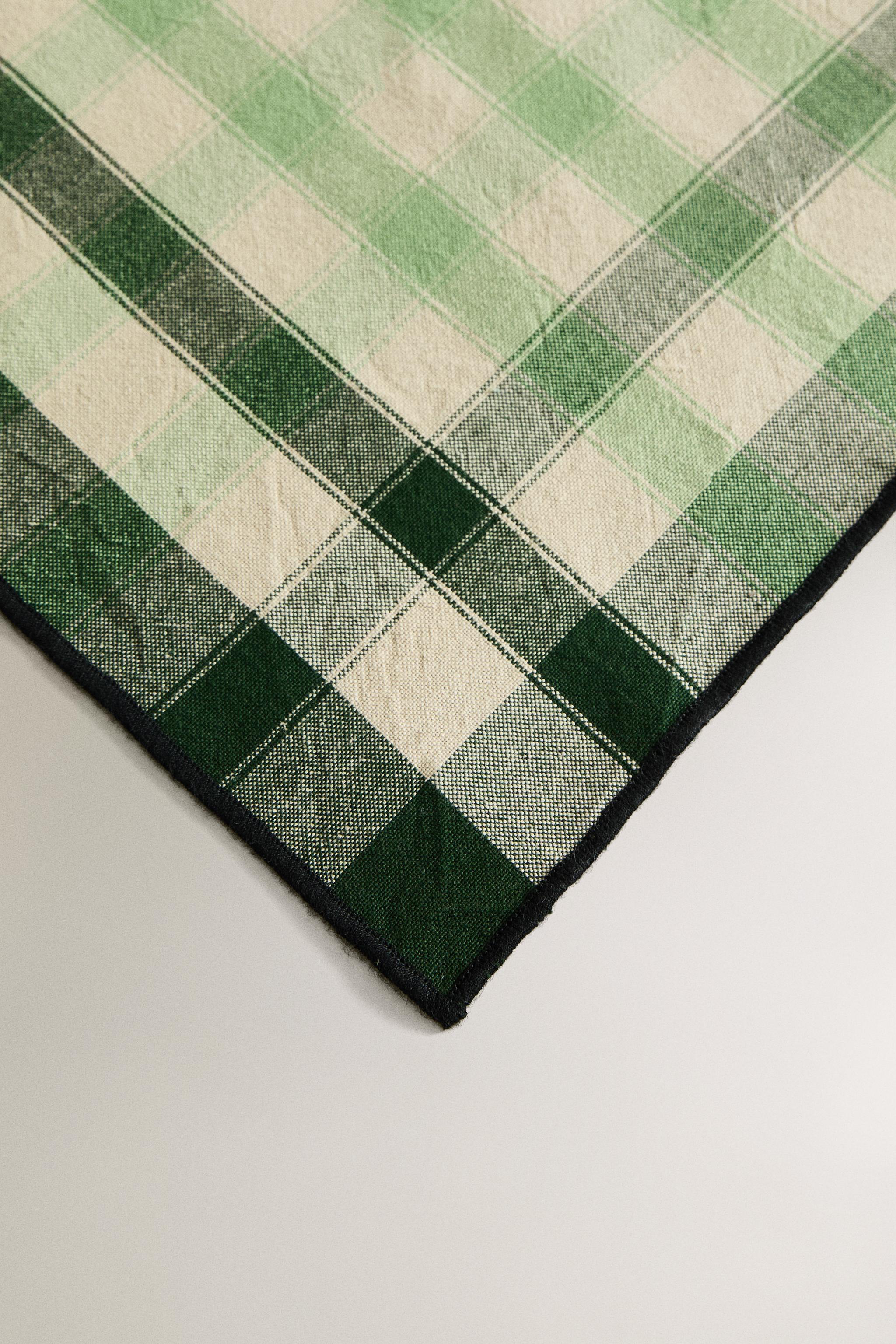 LOT SERVIETTES DE TABLE COTON CARREAUX (LOT DE 2)